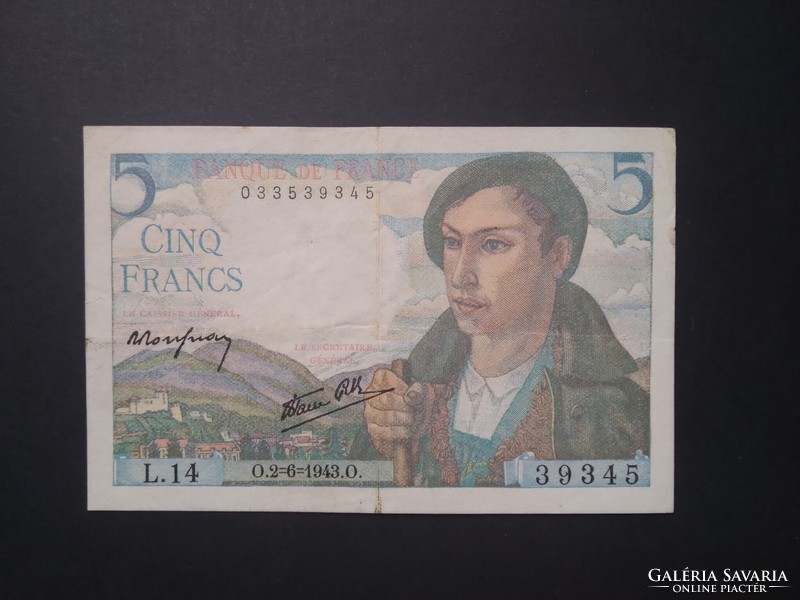 Franciaország 5 Francs 1943 VF