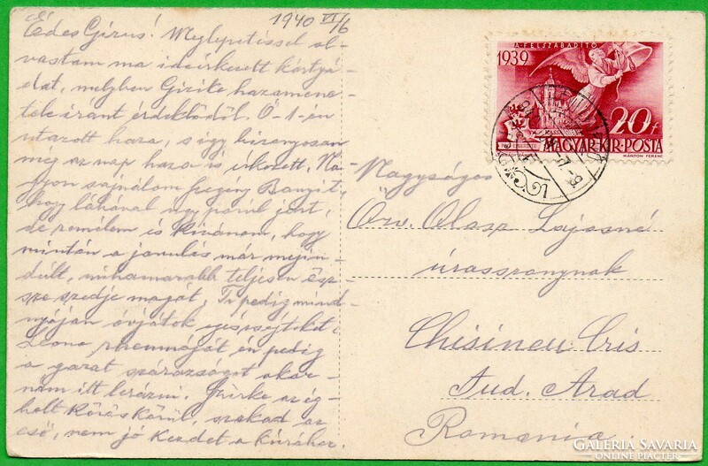 C - 025 used Hungarian postcard Hévíz spa 1940