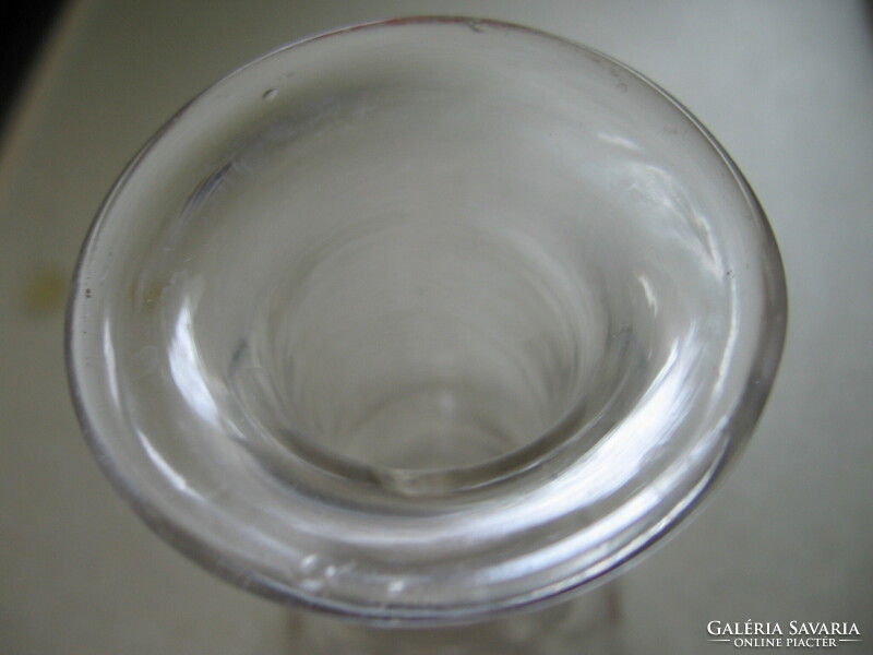 Antik art deco mintás porciós üveg, palack, 1/l-es