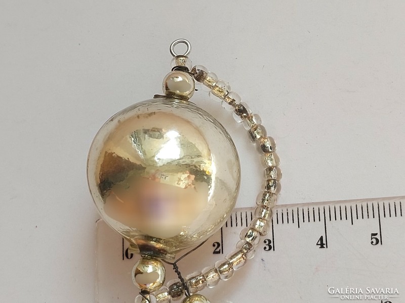 Régi üveg karácsonyfadísz ezüst asztali Földgömb alakú üvegdísz