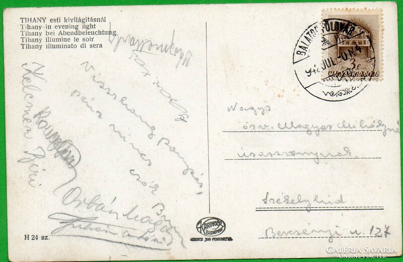 C - 004 Futott magyar képeslap    Tihany este  1942