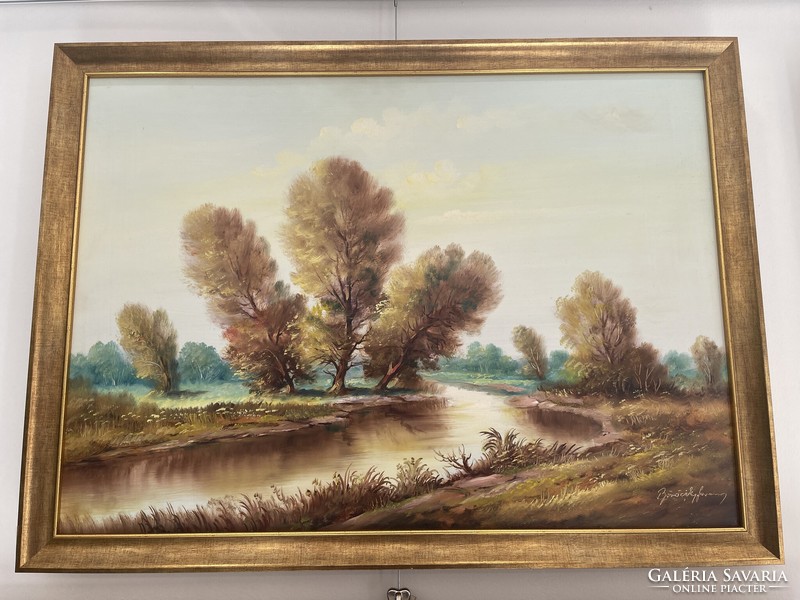 Böröczky Ferenc tájkép erdő facsoport fák olaj festmény kép képcsarnokos