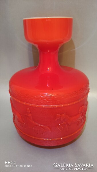 Extremely rare relief glass vase with Murano relief