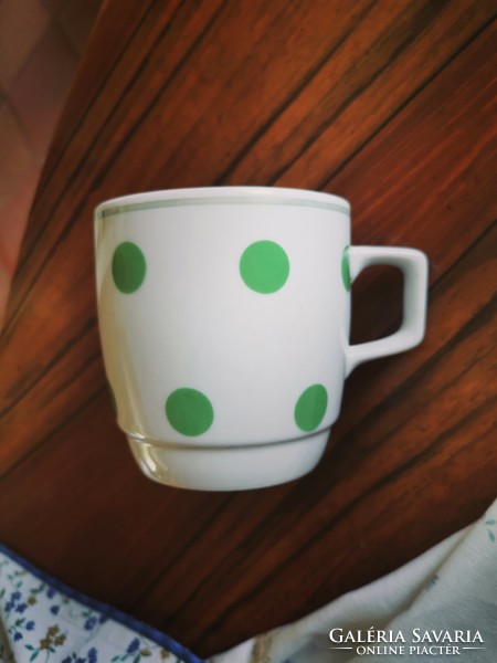 Zsolnay porcelain green polka dot mug