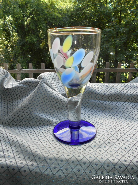 Thick and heavy glass goblet - made of multi-colored glass, 22 cm