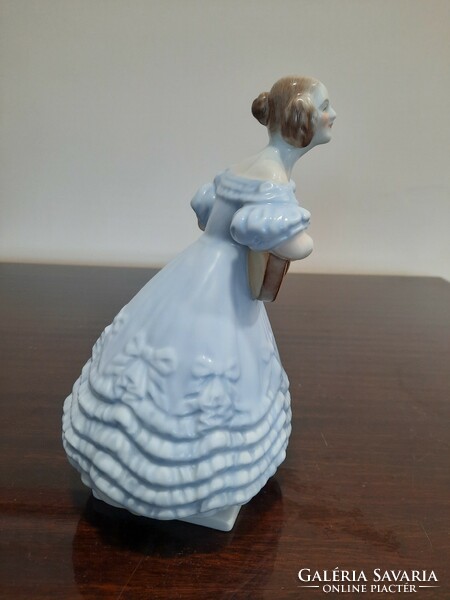 Déryné porcelain figurine in blue dress from Herend