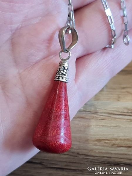 Beautiful silver pendant with coral