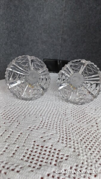 Vintage anna hütte 24% lead crystal candle holder pair, with original stickers, in box