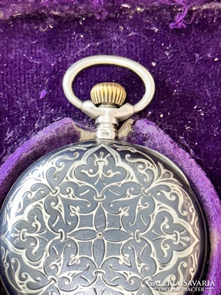 Silver pocket watch with art nouveau decoration in working condition