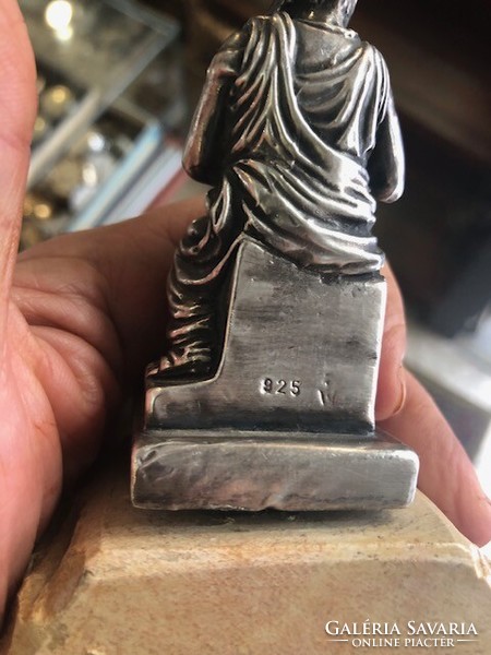 Silver statue of Moses, on a marble base, antique, 14 cm high.