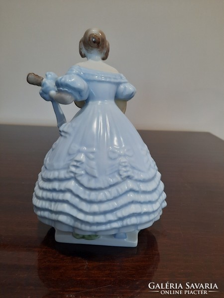Herendi kék ruhás Déryné porcelán figura