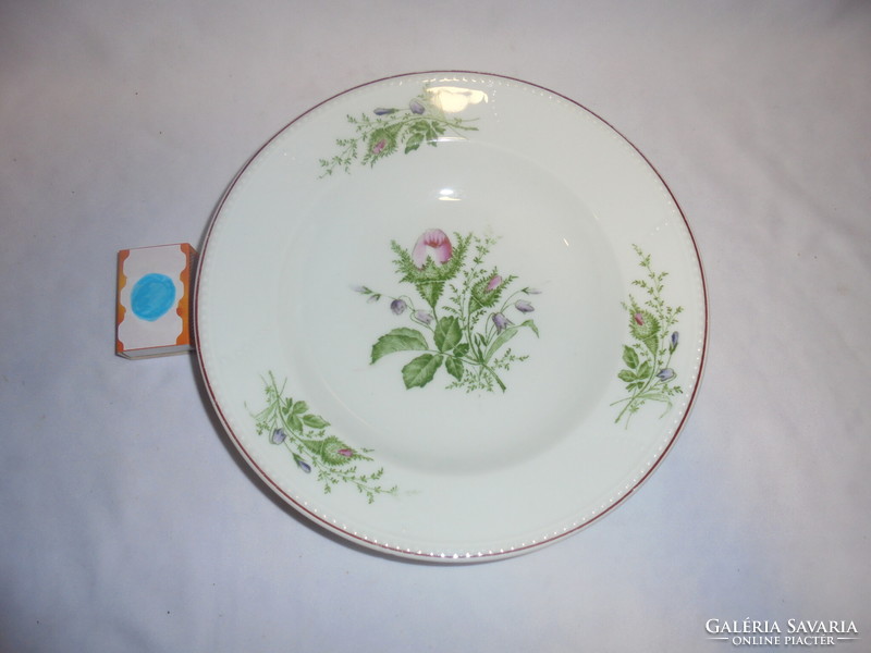 Old pink porcelain wall plate with beaded edge