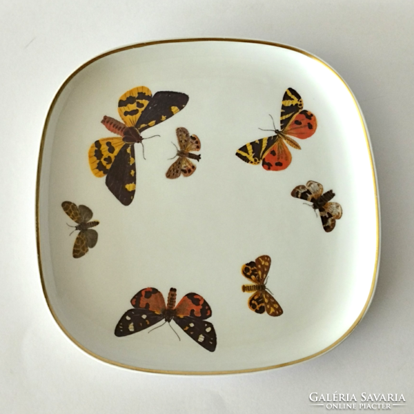 Limited serial numbered Swiss porcelain collector's decorative plate with butterflies