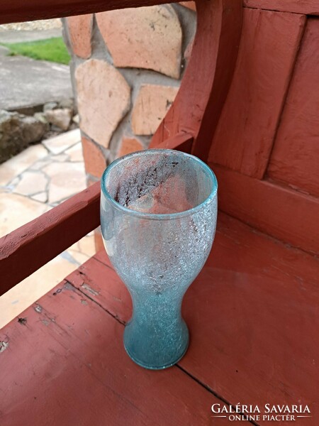 Retro rarer turquoise vase cracked beautiful veil glass veil Carcagi berek bath glass