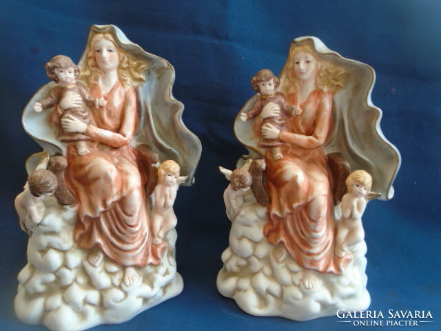 2 db nagyobb méretű porcelán  vallási jelenetű szobor pár 2x 4 figurás csodálatos munka