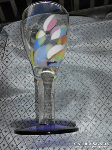 Vastag-súlyos üveg kehely - több színű üvegből 22 cm