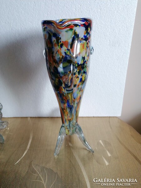 Retro glass large fish-shaped jug + 6 glasses
