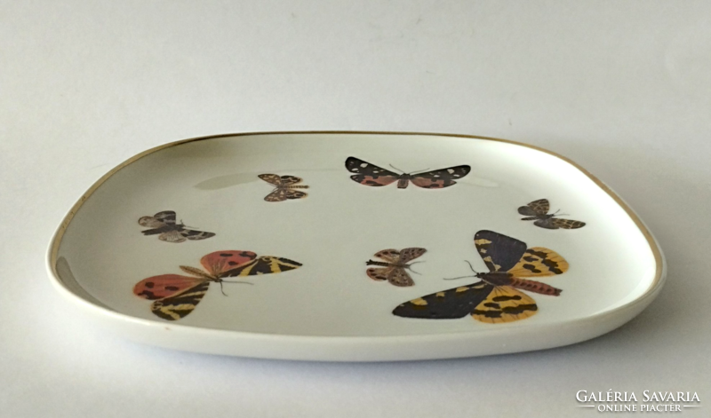 Limited serial numbered Swiss porcelain collector's decorative plate with butterflies