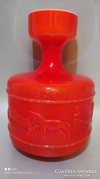 Extremely rare relief glass vase with Murano relief