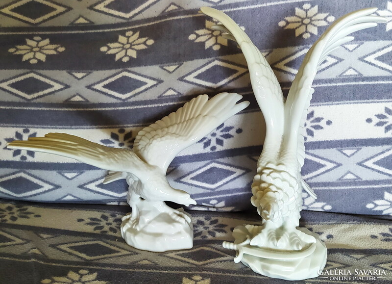 2 pcs. Herend porcelain statue with turul sword and eagle bird