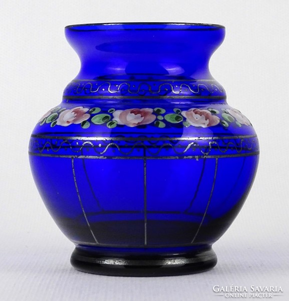 1N385 old blue parade type glass vase spherical vase