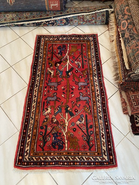 Handmade Iranian bird Persian carpet 75x140