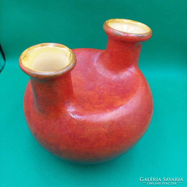 Tófej ceramic vase with two necks