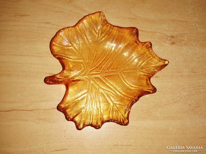 Colored glass wooden leaf bowl 11.5*12.5 cm (25/d)