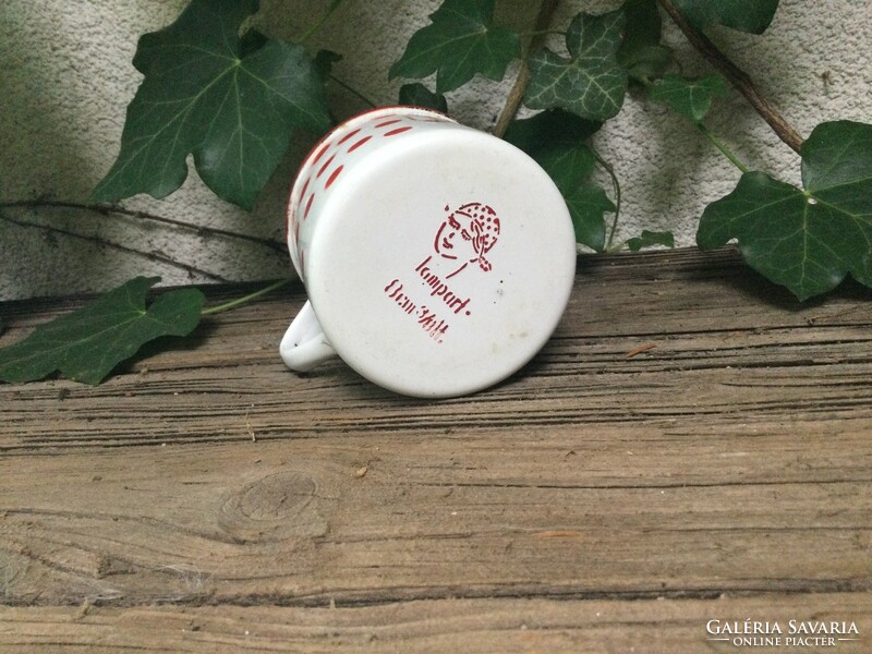 Rarity! Collector's condition polka dot enamel Women's Day souvenir mug from Bonyhád