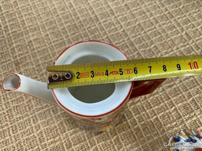Antik kínai porcelán kávés csésze kiöntő és tejszínes