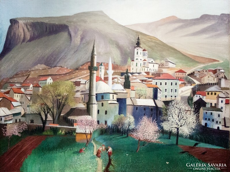 Csontváry spring in Mostar, reprint of a painting, landscape