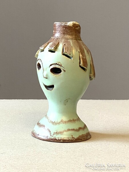 Ilona Kiss roóz (1920-2010) girl head lamp base statue retro ceramic ornament