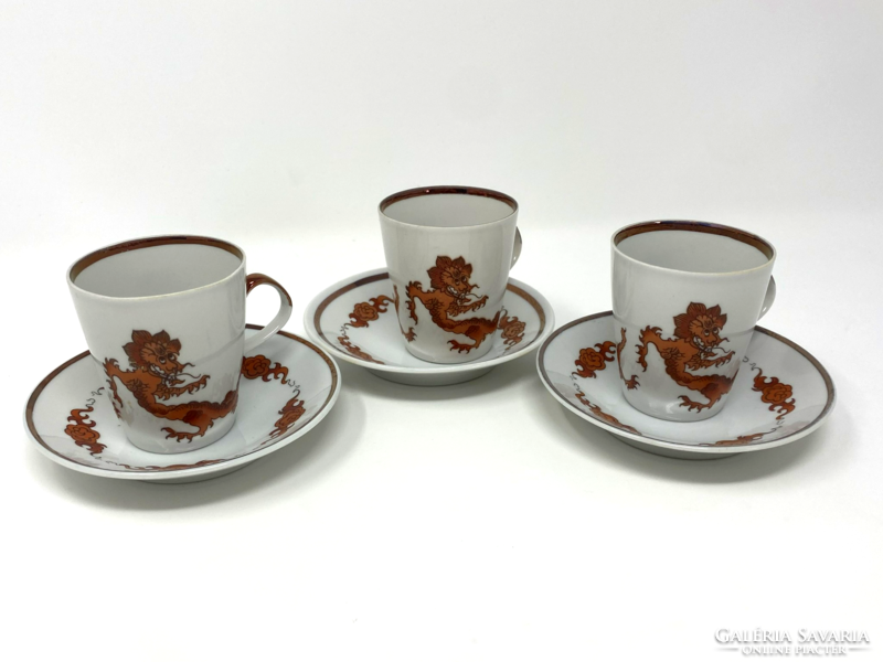 Lichte porcelain - oriental style mocha cups and saucers with dragon pattern - cz