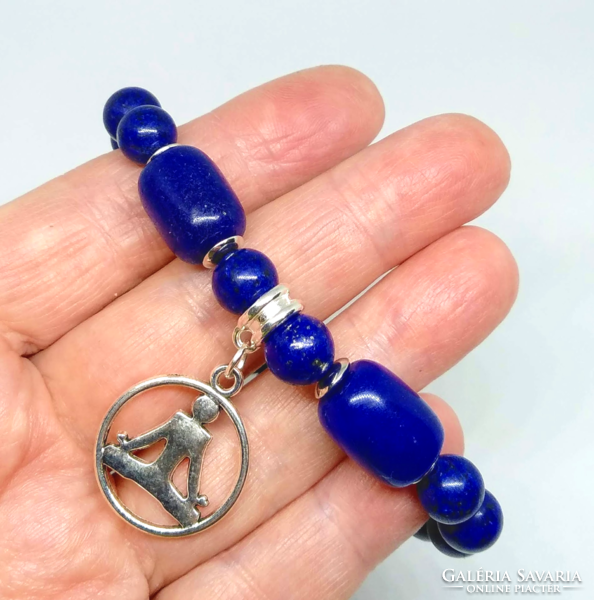 Lapis lazuli yoga bracelet, 8 mm and 11*14 mm beads