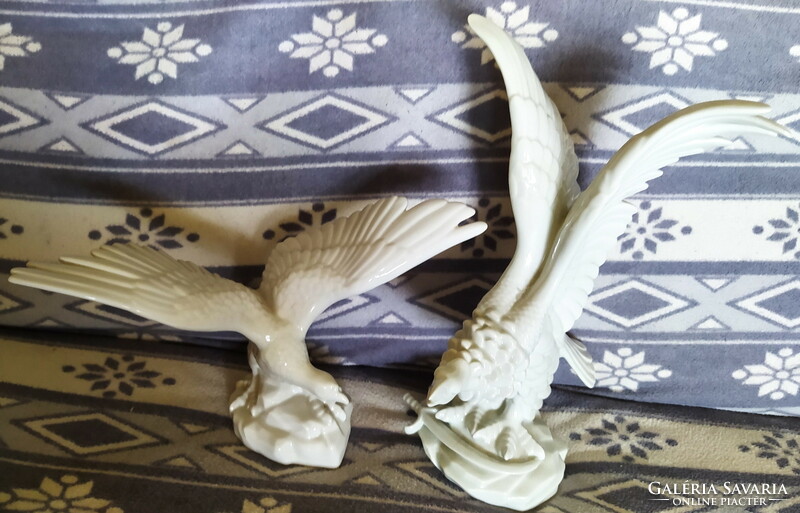 2 pcs. Herend porcelain statue with turul sword and eagle bird