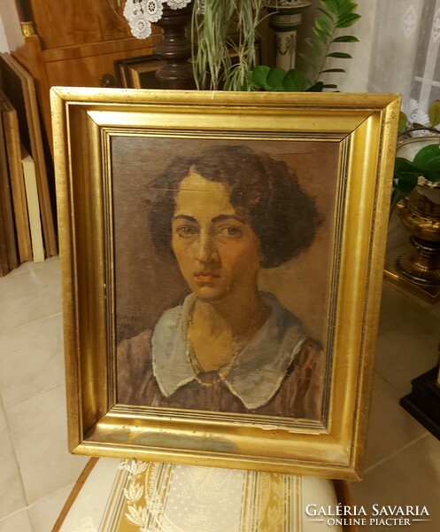 Kunffy Lajos antik festmény! Női portré! 1926!