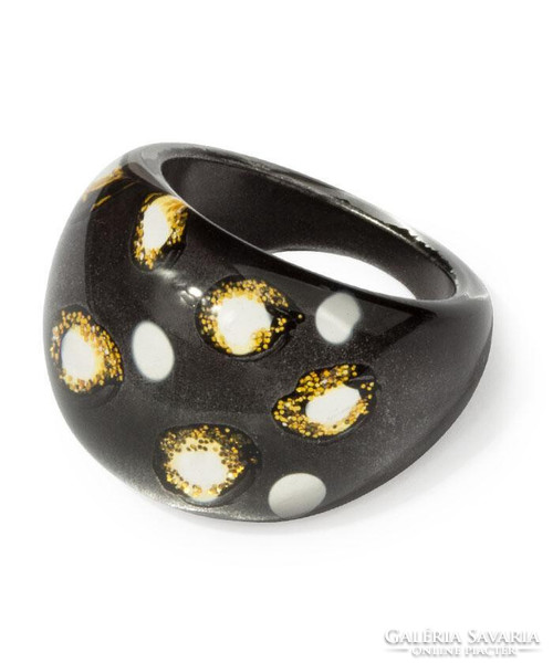 Black colored, gold speckled 3D ring made of acrylic, very nice massive ring.