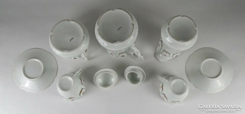 1N406 Régi virágdíszes aranyozott porcelán teáskészlet