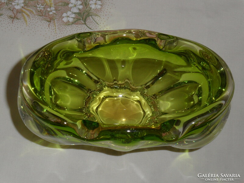 Czechoslovak green glass bowl, centerpiece