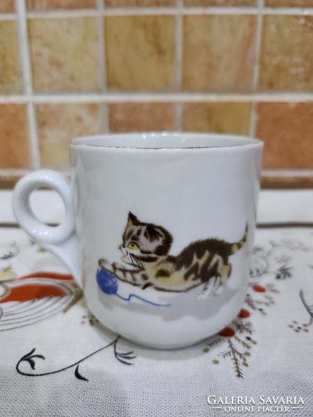 Porcelain children's mug with a kitten