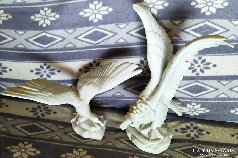 2 pcs. Herend porcelain statue with turul sword and eagle bird