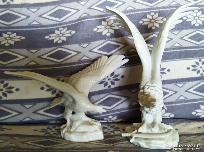 2 pcs. Herend porcelain statue with turul sword and eagle bird