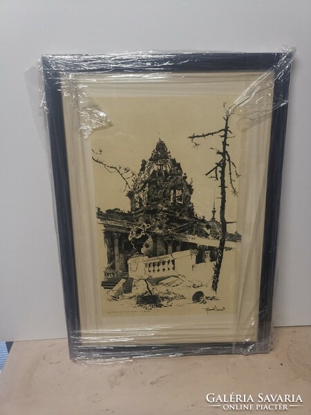 Lithography folder published in 1945 after the siege of Buda, 200 copies were made of it