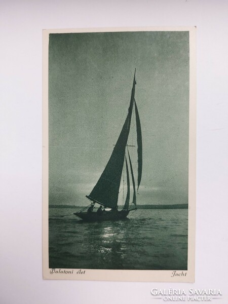 Régi képeslap Balaton 1929 Jacht