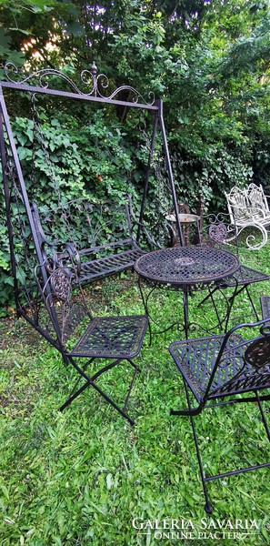 Garden ideas - wrought iron swing bed and set