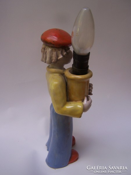 Mária Rahmer (1911 - 1998): boy holding a lamp, art-deco