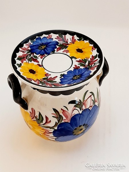 Balaton souvenir, Városlőd majolica cup and coffee cup base, 2 pieces in one