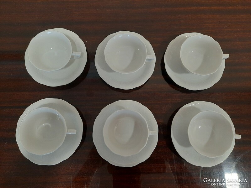 6 db Fehér Herendi porcelán kávés csésze + alj