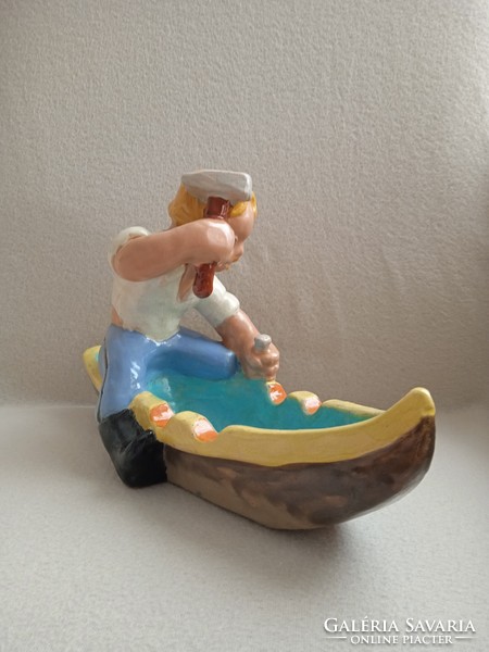 Retro ... Hoplós applied art ceramic sculpture boat carver large size 32 cm