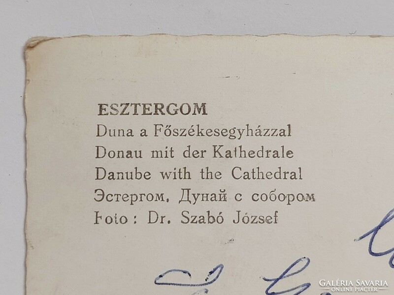 Régi képeslap 1966 Esztergom hajó Főszékesegyház fotó levelezőlap